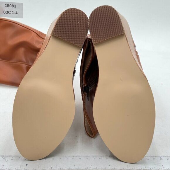 FSJ Brown Zipper Wedge High Heel Point Toe Fancy Pull On Ladies Fashion Boot - Picture 7 of 8